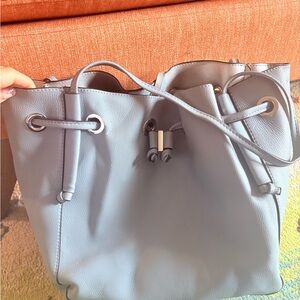 Gray Leather Tote Bag
